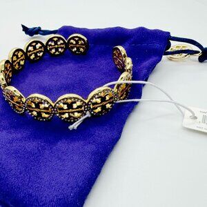 Tory Burch Gold Tone Miller Crystal Cuff Bracelet